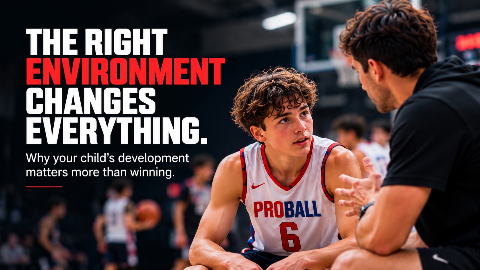 Young ProBall basketball player receiving individual coaching in Sydney, highlighting how the right basketball environment supports skill development, confidence and growth beyond winning games.